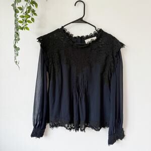 Love Sam Navy Lace High Neck Blouse Sz M